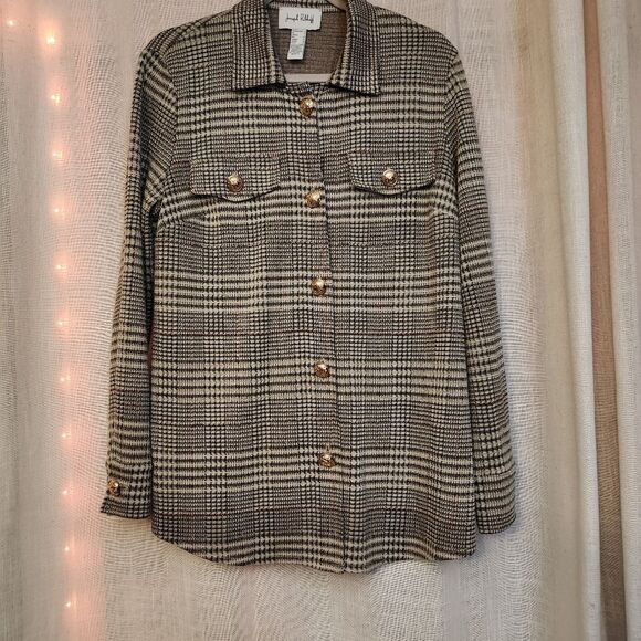 Joseph Ribkoff Black and White Plaid Button-Down Shirt - Picture 2 of 6